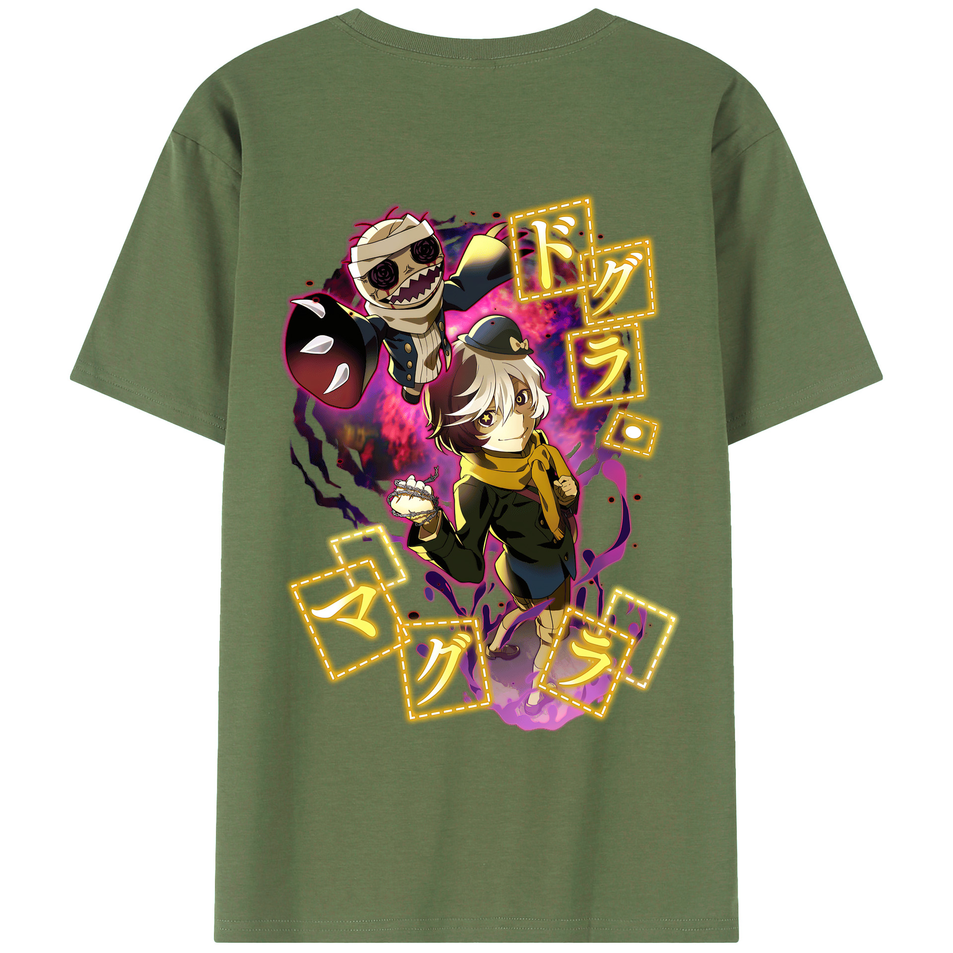 （画像用） 文豪ストレイドッグス Bungo Stray Dogs 綿100％ メンズ半袖Tシャツ（バックプリント） 通気性